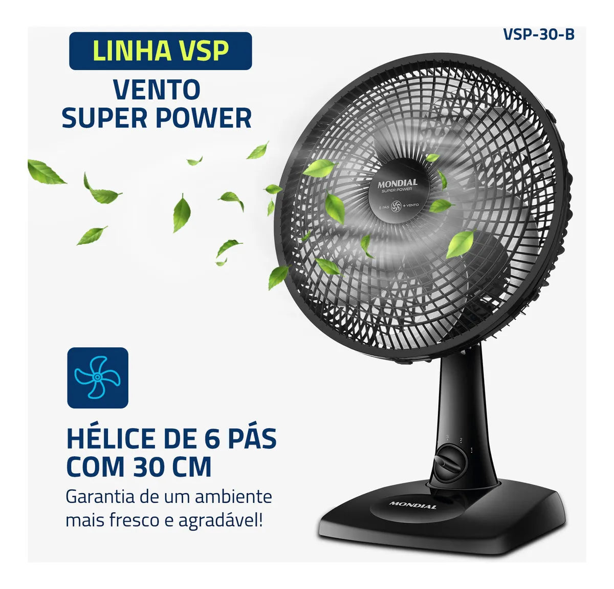 Ventilador de Mesa 30cm Super Power Mondial 60W VSP-30-B - Image 2