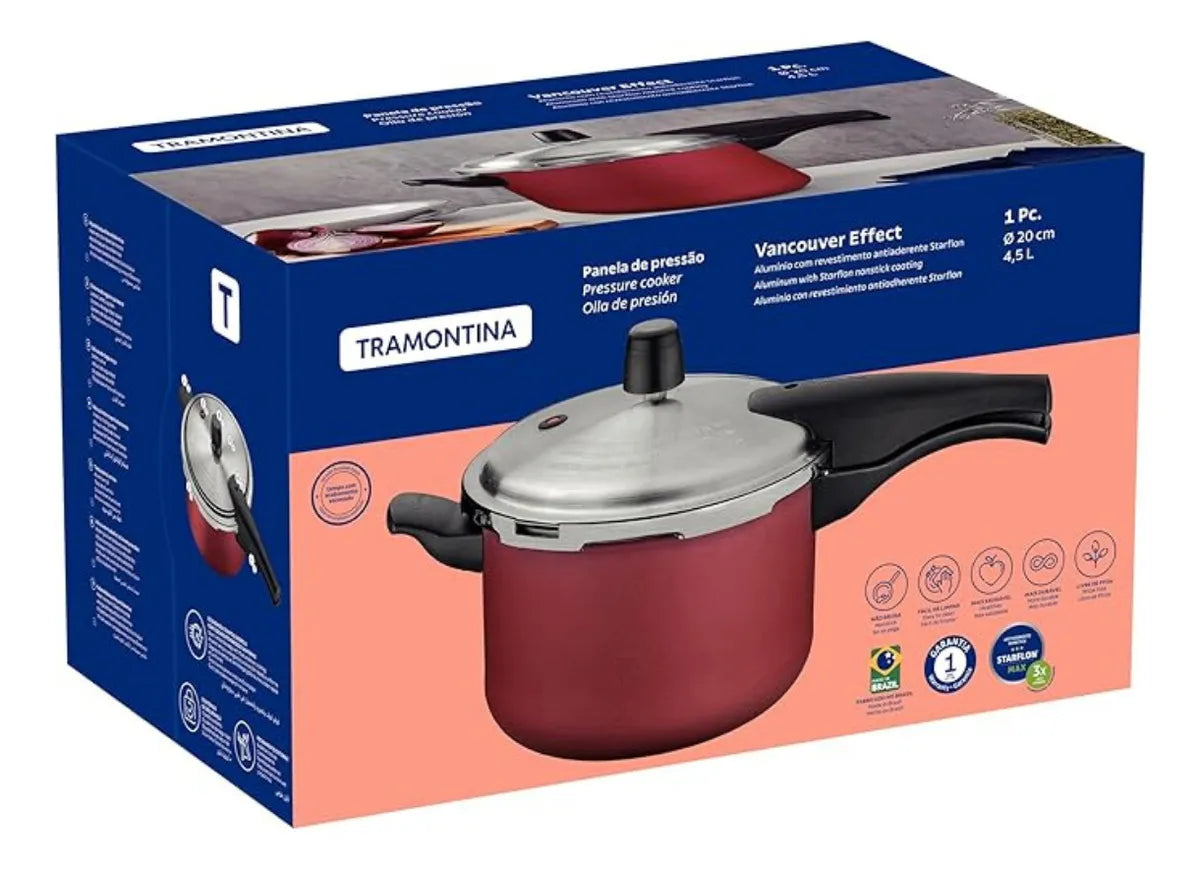 Panela De Pressão 4,5l Tramontina Vancouver Effect 20591-720 Cor Vermelho - Image 4