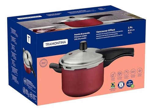 Imagem 4 de 5 de Panela De Pressão 4,5l Tramontina Vancouver Effect 20591-720 Cor Vermelho