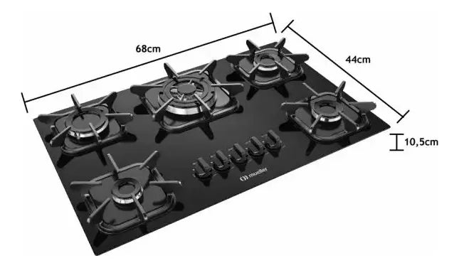 Cooktop Mueller 5 bocas Preto com Queimador Tripla chama - Image 6