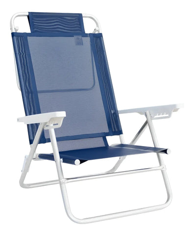 Cadeira De Alumínio Reclinável Summer 6 Posições Praia Mor Cor Azul