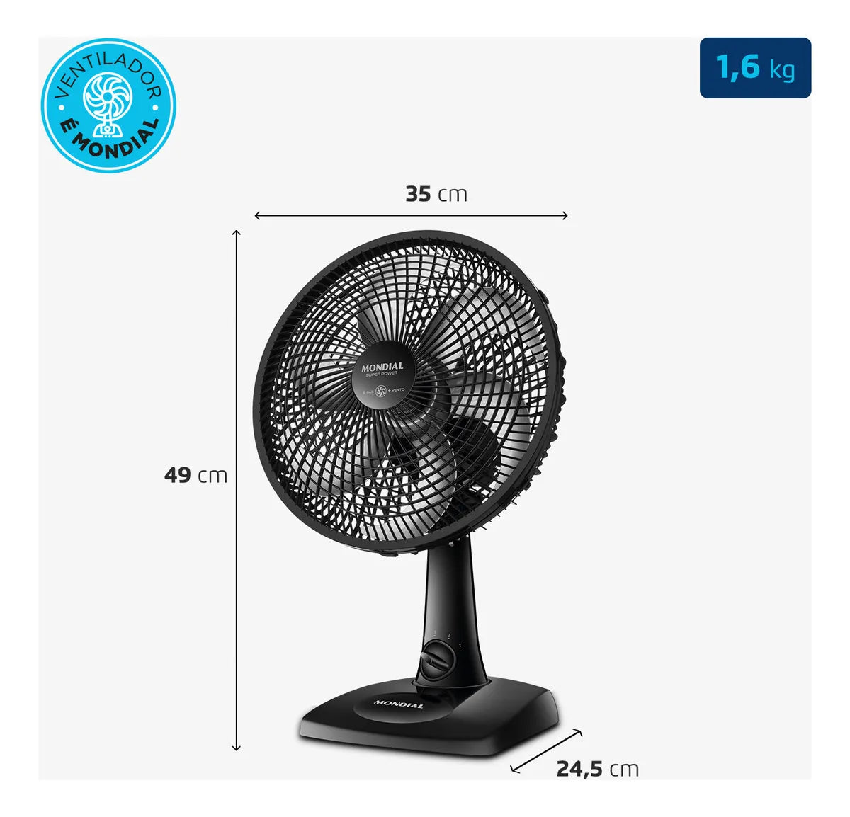 Ventilador de Mesa 30cm Super Power Mondial 60W VSP-30-B - Image 6