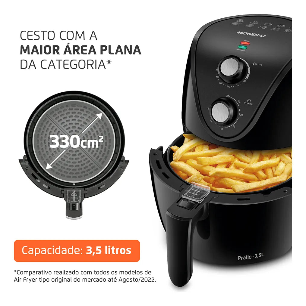 Fritadeira De Ar Af-35-bf Air Fryer 3,5l Preta Mondial - Image 2