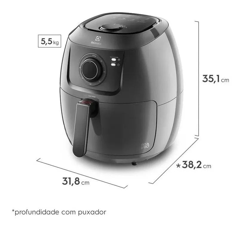 Air Fryer Fritadeira Sem Óleo Elétrica Electrolux 6,5l Family Cesto Removível Com Timer 1700w De Potência Eaf50 Grafite Efficient Por Rita Lobo - Image 3